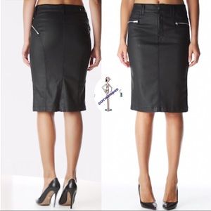 7FAM Coated Denim Skirt
